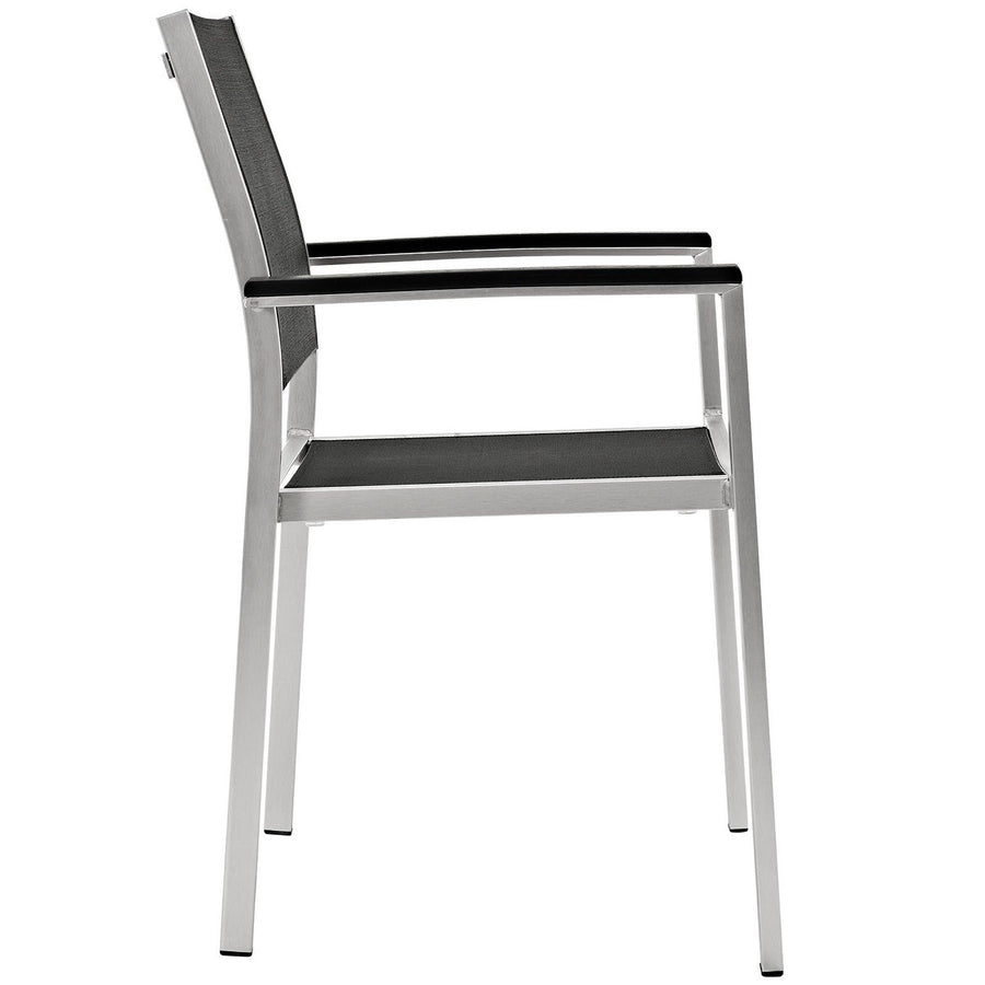 Marlow 5 Piece Outdoor Patio Aluminum Dining Set in Silver Black