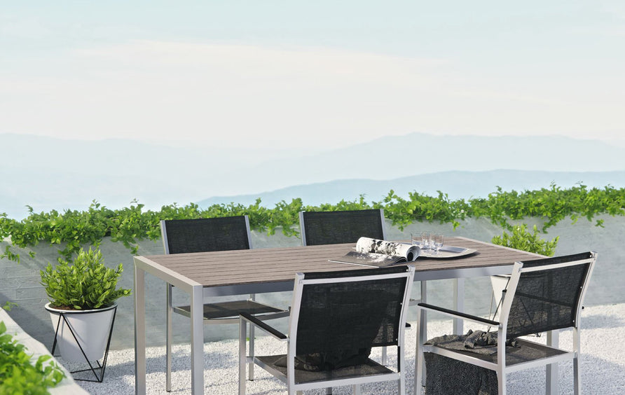 Marlow 5 Piece Outdoor Patio Aluminum Dining Set in Silver Black