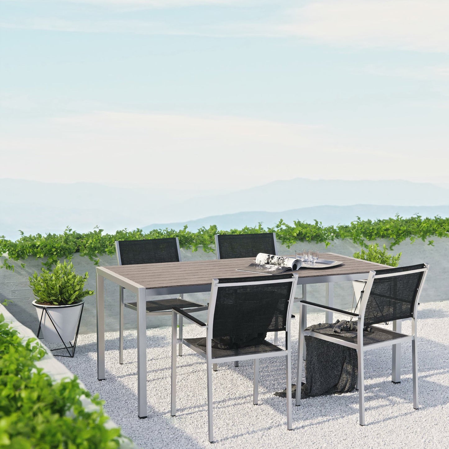 Shore 5 Piece Outdoor Patio Aluminum Dining Set by Furniture For America