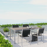 Marlow 5 Piece Outdoor Patio Aluminum Dining Set in Silver Black