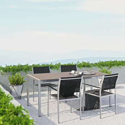 Shore 5 Piece Outdoor Patio Aluminum Dining Set by Furniture For America