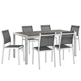 Marlow 7 Piece Outdoor Patio Aluminum Dining Set in Silver Black