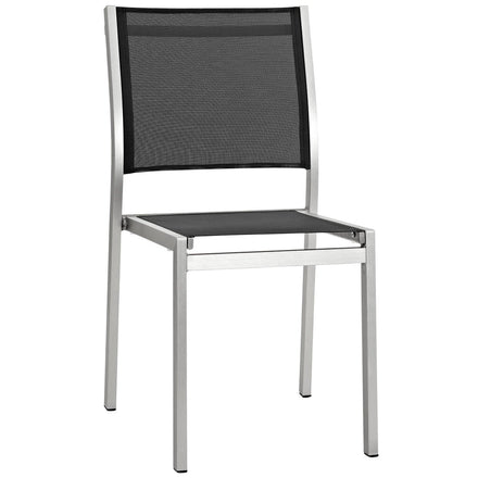 Shore 7 Piece Outdoor Patio Aluminum Dining Set in Silver Black