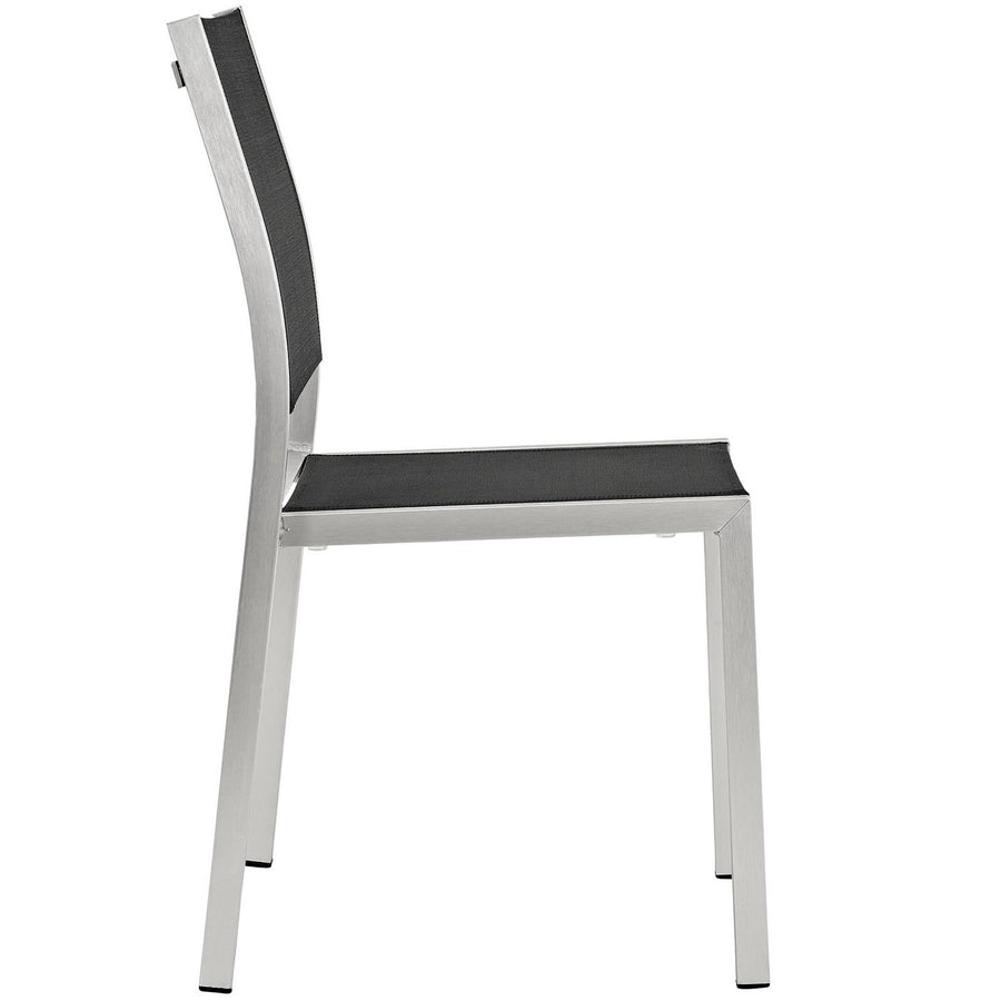 Marlow 7 Piece Outdoor Patio Aluminum Dining Set in Silver Black