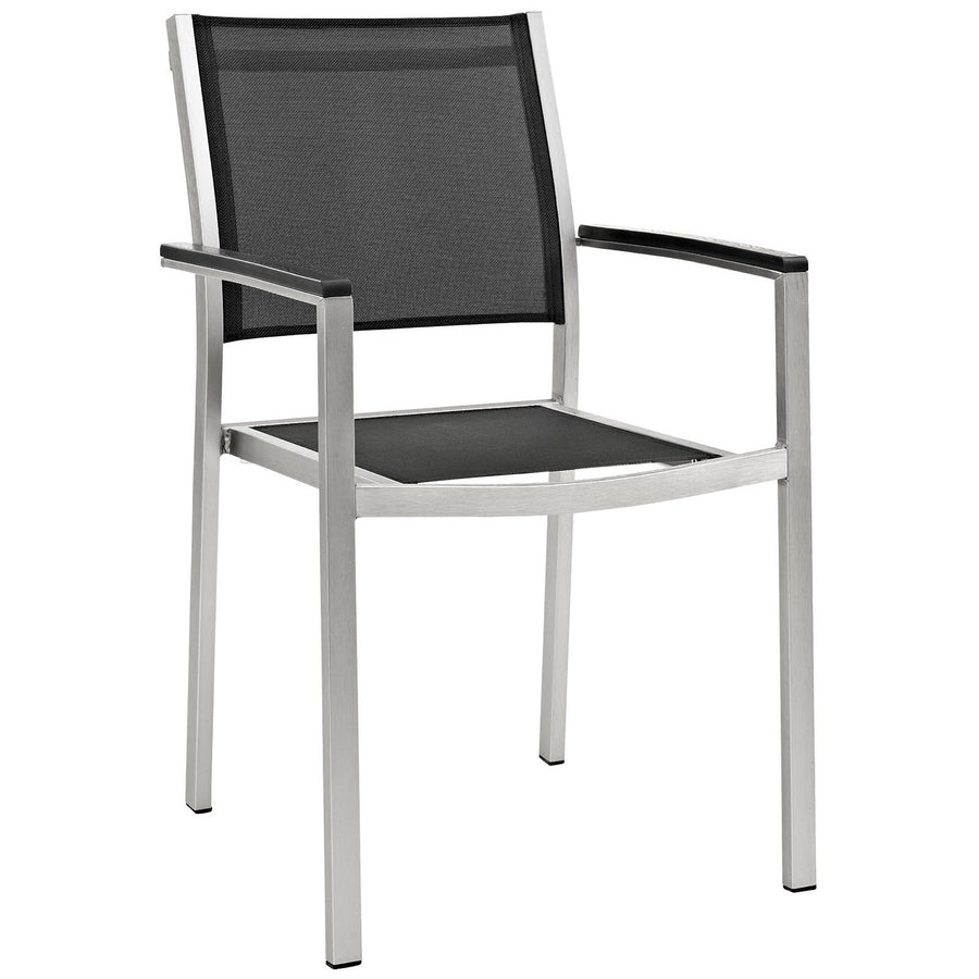Marlow 7 Piece Outdoor Patio Aluminum Dining Set in Silver Black
