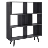 Emery 7 Shelf Wood Grain Bookcase in Charcoal