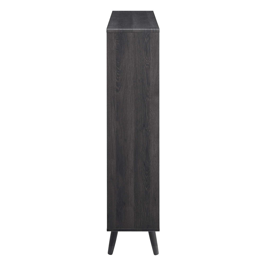 Emery 7 Shelf Wood Grain Bookcase in Charcoal