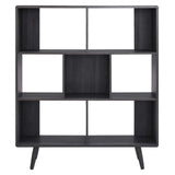 Emery 7 Shelf Wood Grain Bookcase in Charcoal