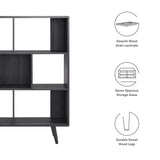 Emery 7 Shelf Wood Grain Bookcase in Charcoal