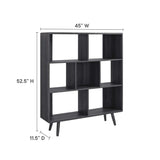 Emery 7 Shelf Wood Grain Bookcase in Charcoal