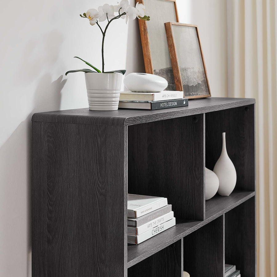 Emery 7 Shelf Wood Grain Bookcase in Charcoal