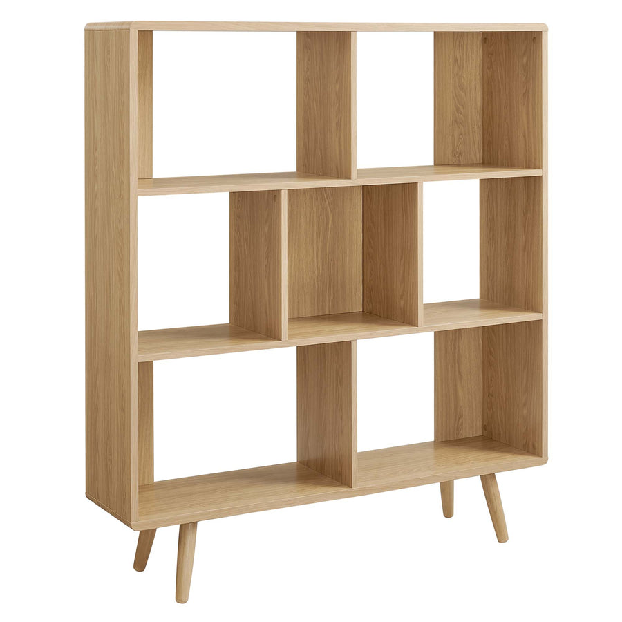 Emery 7 Shelf Wood Grain Bookcase in Oak