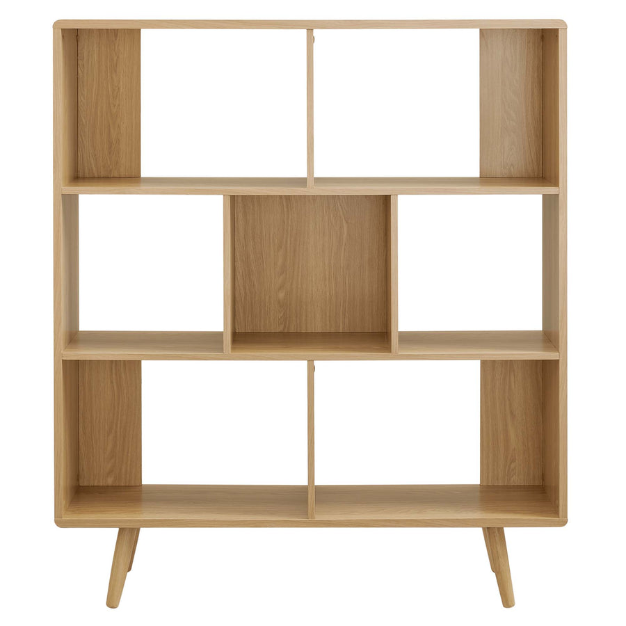 Emery 7 Shelf Wood Grain Bookcase in Oak