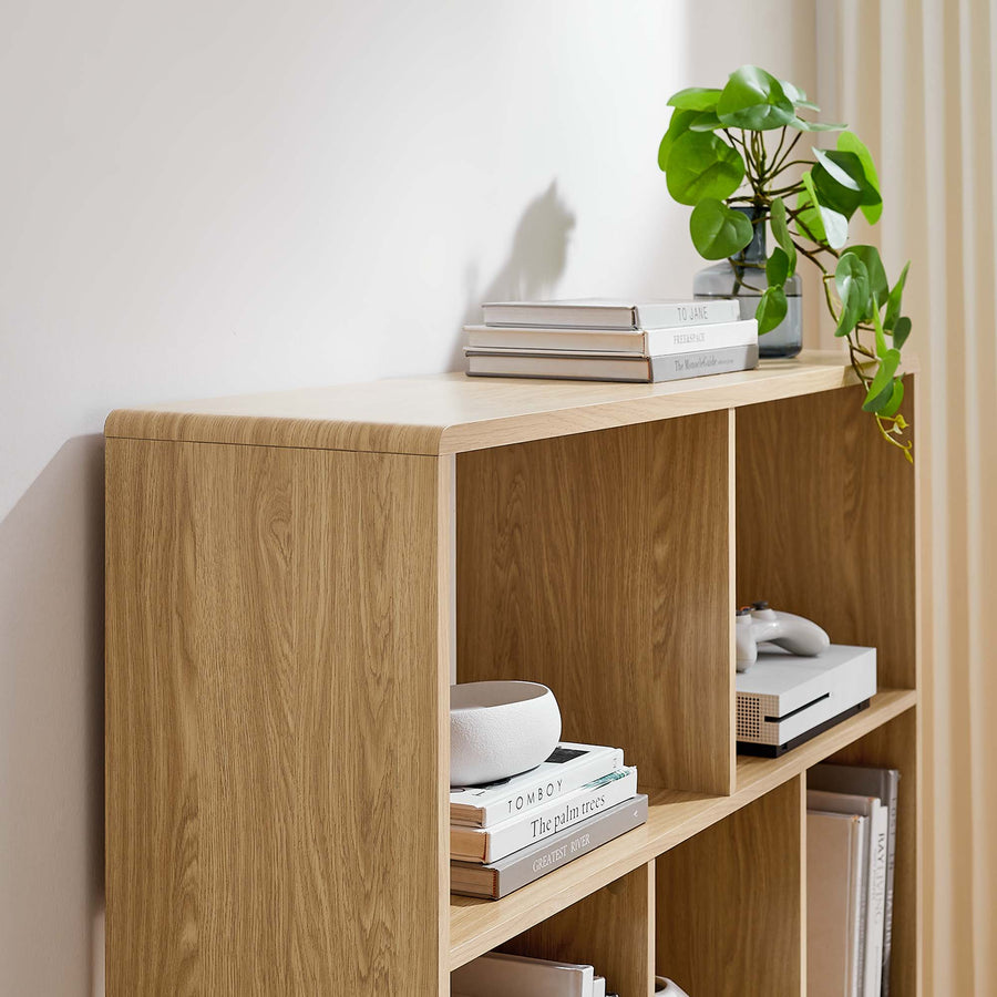 Emery 7 Shelf Wood Grain Bookcase in Oak