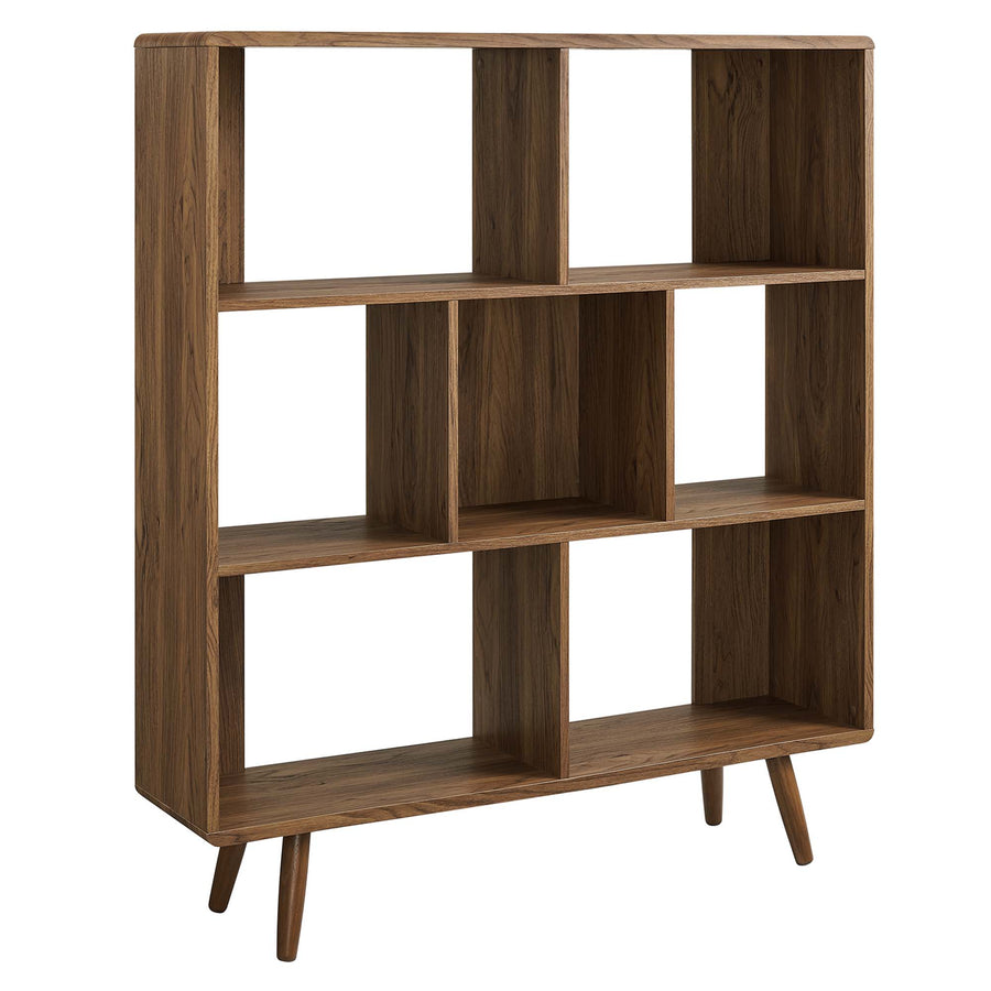 Emery 7 Shelf Wood Grain Bookcase in Walnut