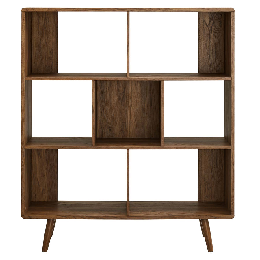 Emery 7 Shelf Wood Grain Bookcase in Walnut