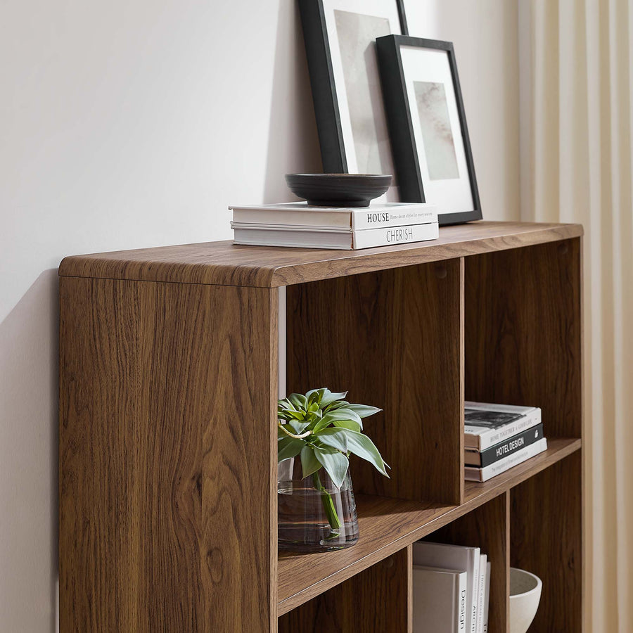 Emery 7 Shelf Wood Grain Bookcase in Walnut