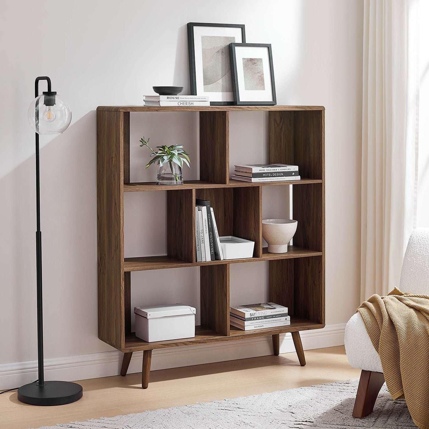 Transmit 7 Shelf Wood Grain Bookcase by Furniture For America