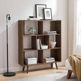 Emery 7 Shelf Wood Grain Bookcase in Walnut