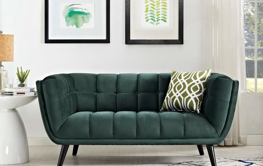 Verena Performance Velvet Loveseat in Green