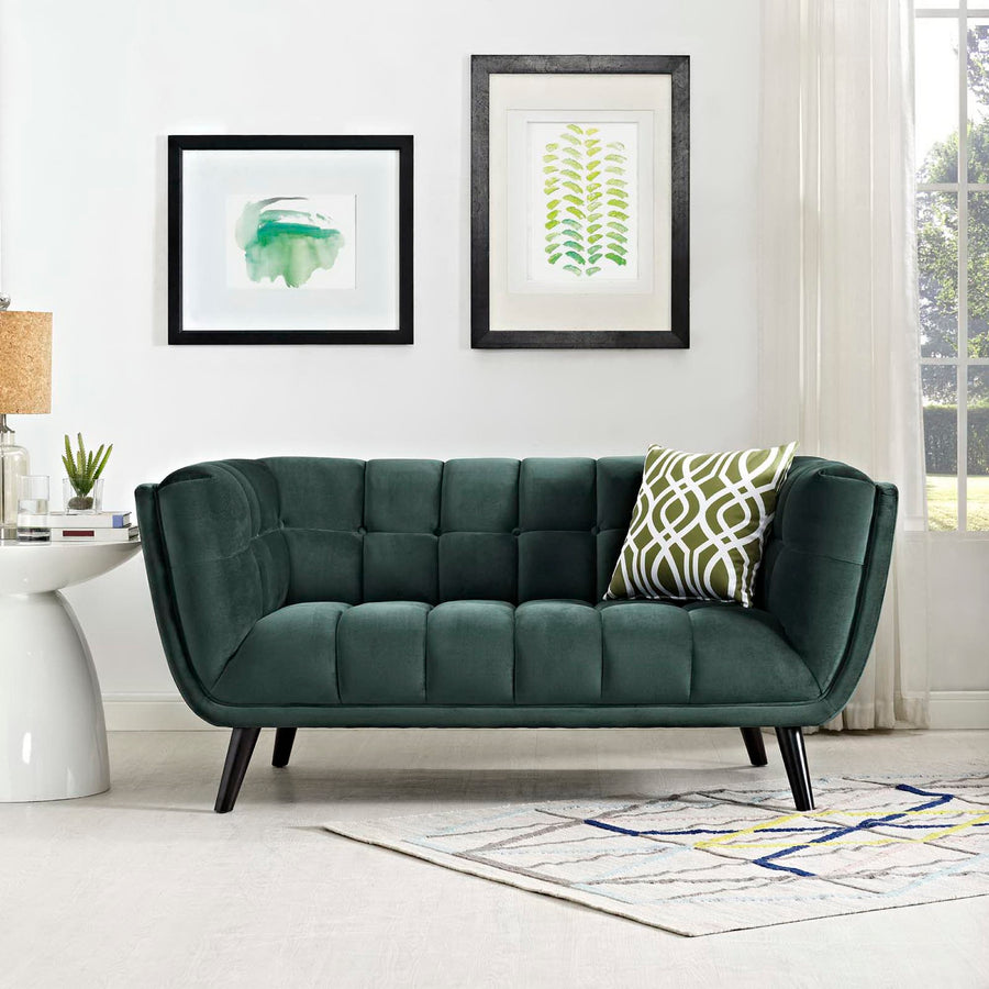 Verena Performance Velvet Loveseat in Green