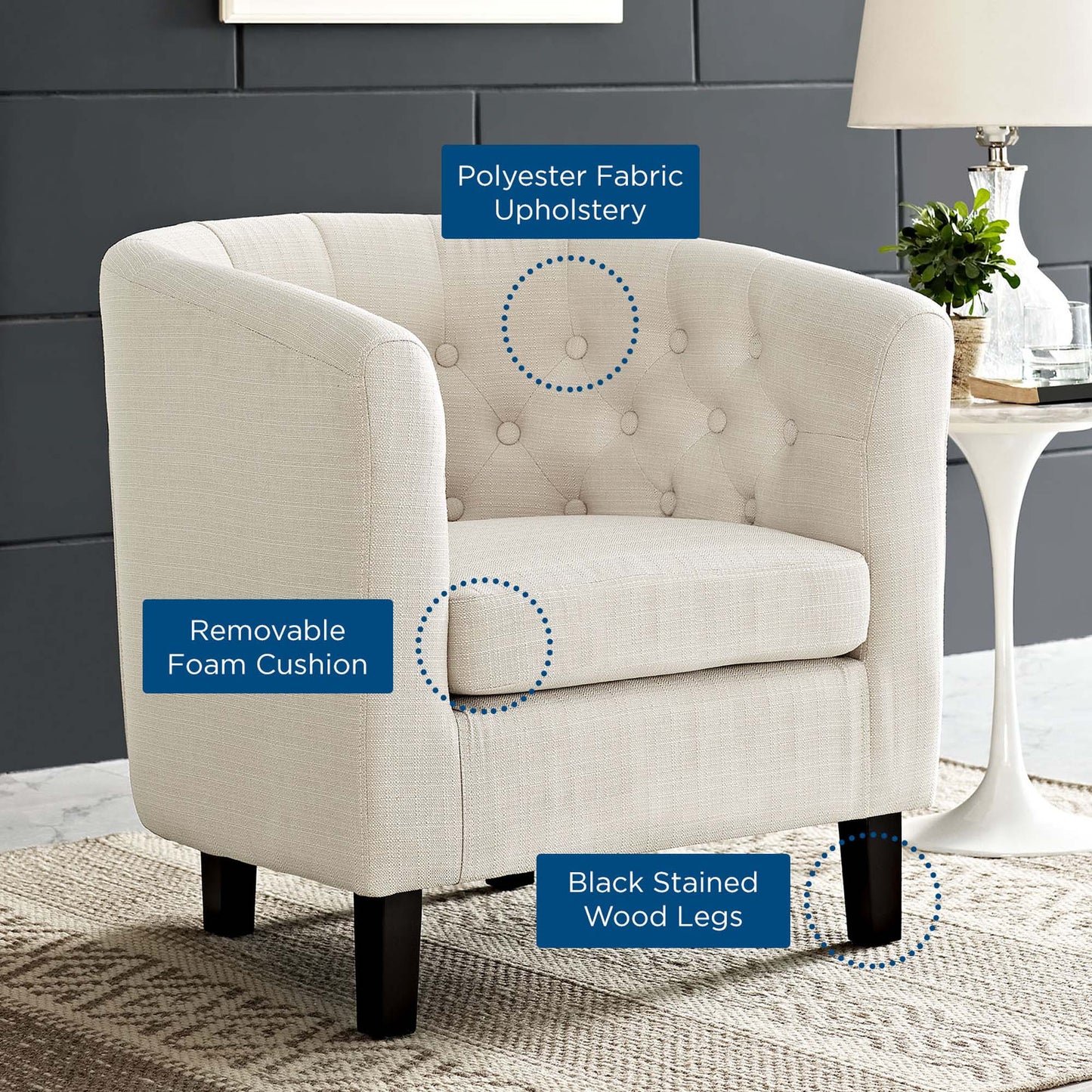 Prospect Upholstered Fabric Armchair by Furniture For America