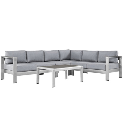 Shore 5 Piece Outdoor Patio Aluminum Sectional Sofa Set by Furniture For America