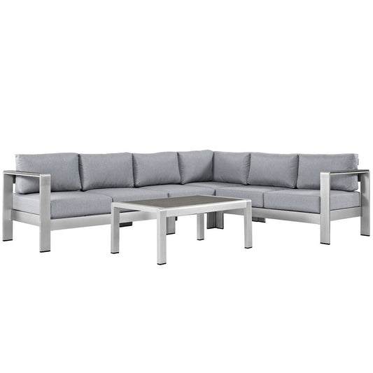 Shore 5 Piece Outdoor Patio Aluminum Sectional Sofa Set by Furniture For America