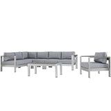 Marlow 6 Piece Outdoor Patio Aluminum Sectional Sofa Set in Silver Gray