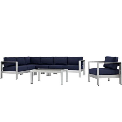 Shore 6 Piece Outdoor Patio Aluminum Sectional Sofa Set by Furniture For America