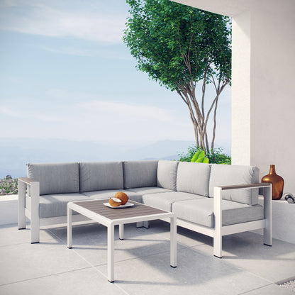 Shore 4 Piece Outdoor Patio Aluminum Sectional Sofa Set by Furniture For America