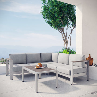 Shore 4 Piece Outdoor Patio Aluminum Sectional Sofa Set by Furniture For America