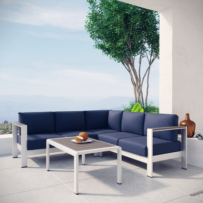 Shore 4 Piece Outdoor Patio Aluminum Sectional Sofa Set by Furniture For America