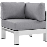 Marlow 5 Piece Outdoor Patio Aluminum Sectional Sofa Set in Silver Gray