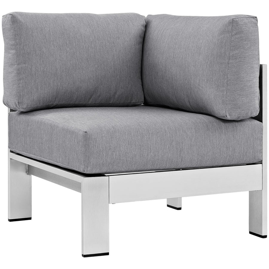 Marlow 5 Piece Outdoor Patio Aluminum Sectional Sofa Set in Silver Gray
