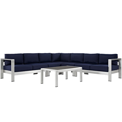 Shore 6 Piece Outdoor Patio Aluminum Sectional Sofa Set by Furniture For America