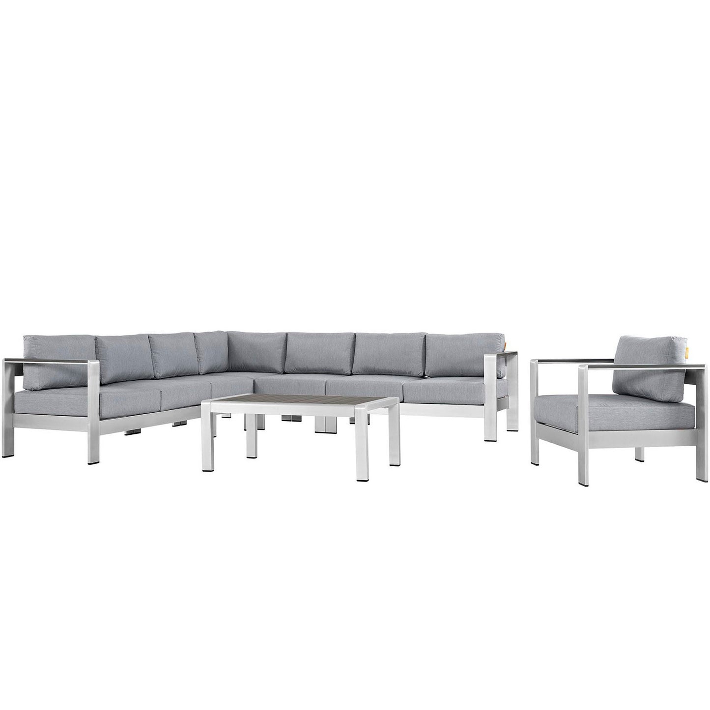 Shore 7 Piece Outdoor Patio Aluminum Sectional Sofa Set by Furniture For America