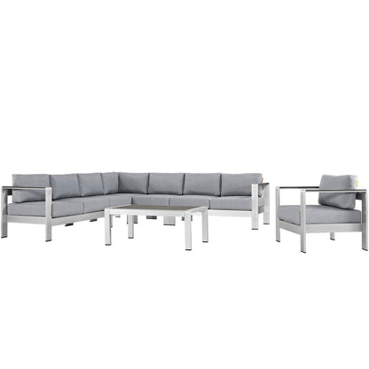 Shore 7 Piece Outdoor Patio Aluminum Sectional Sofa Set by Furniture For America
