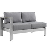 Marlow 7 Piece Outdoor Patio Aluminum Sectional Sofa Set in Silver Gray