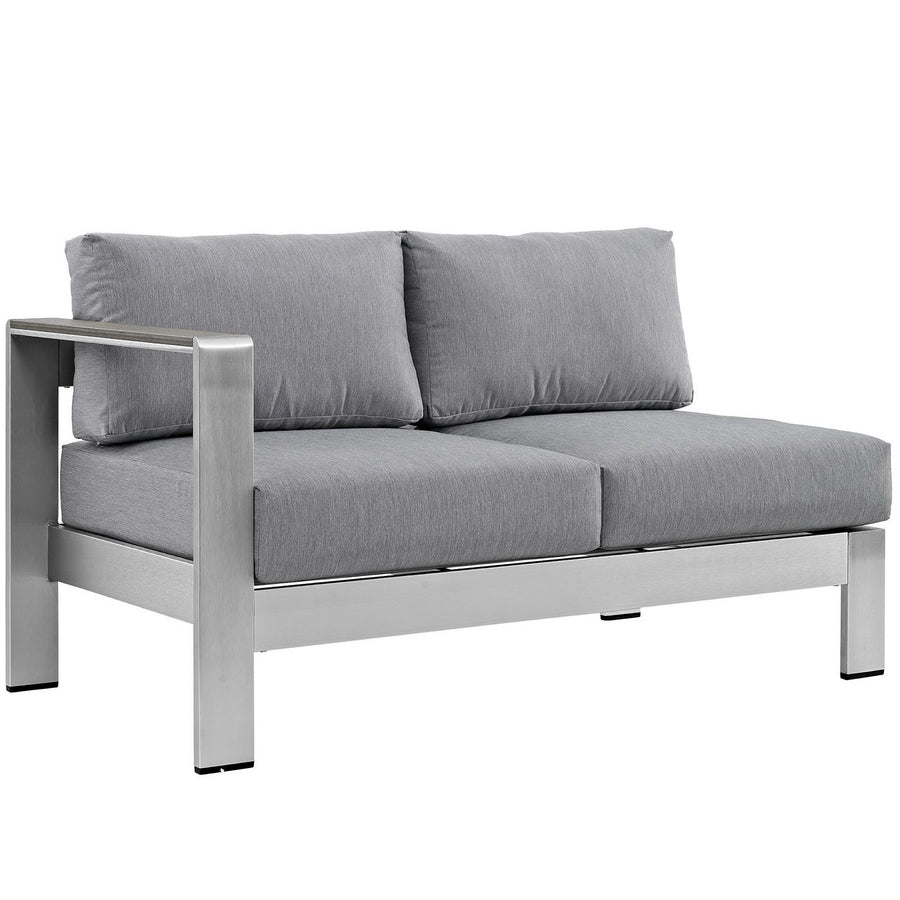 Marlow 7 Piece Outdoor Patio Aluminum Sectional Sofa Set in Silver Gray