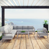 Marlow 7 Piece Outdoor Patio Aluminum Sectional Sofa Set in Silver Gray