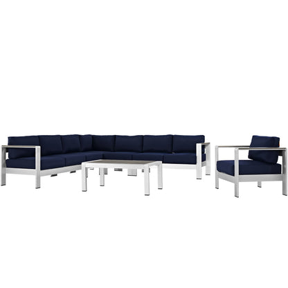 Shore 7 Piece Outdoor Patio Aluminum Sectional Sofa Set by Furniture For America
