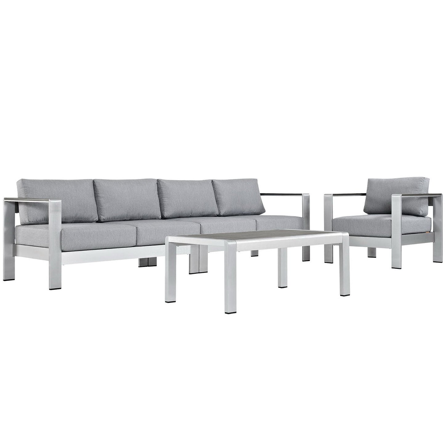 Shore 4 Piece Outdoor Patio Aluminum Sectional Sofa Set by Furniture For America