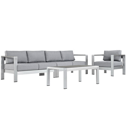 Shore 4 Piece Outdoor Patio Aluminum Sectional Sofa Set by Furniture For America