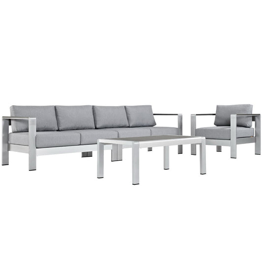 Shore 4 Piece Outdoor Patio Aluminum Sectional Sofa Set by Furniture For America