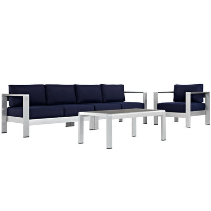 Shore 4 Piece Outdoor Patio Aluminum Sectional Sofa Set by Furniture For America