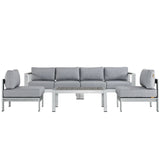 Marlow 5 Piece Outdoor Patio Aluminum Sectional Sofa Set in Silver Gray
