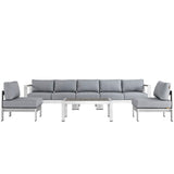 Marlow 6 Piece Outdoor Patio Aluminum Sectional Sofa Set in Silver Gray
