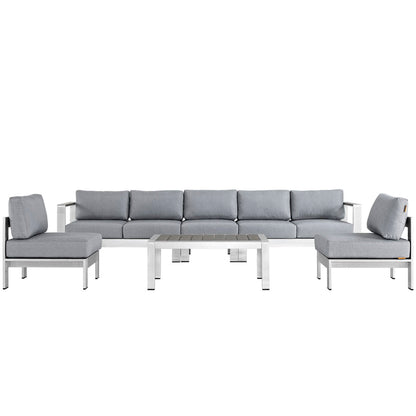 Shore 6 Piece Outdoor Patio Aluminum Sectional Sofa Set by Furniture For America