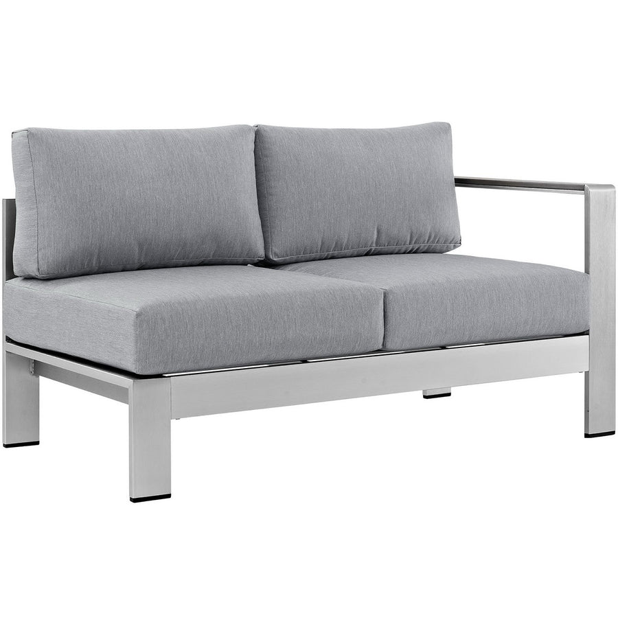 Marlow 6 Piece Outdoor Patio Aluminum Sectional Sofa Set in Silver Gray